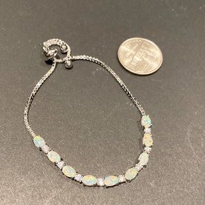 * Gorgeous white Opal Slider Bracelet in Sterling Silver
